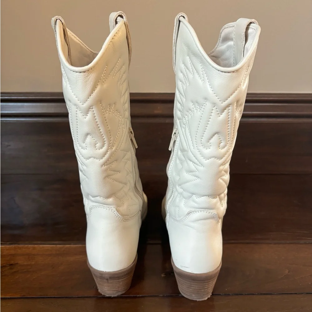 Steve Madden Hayward White Leather Boots - Picture 4 of 5